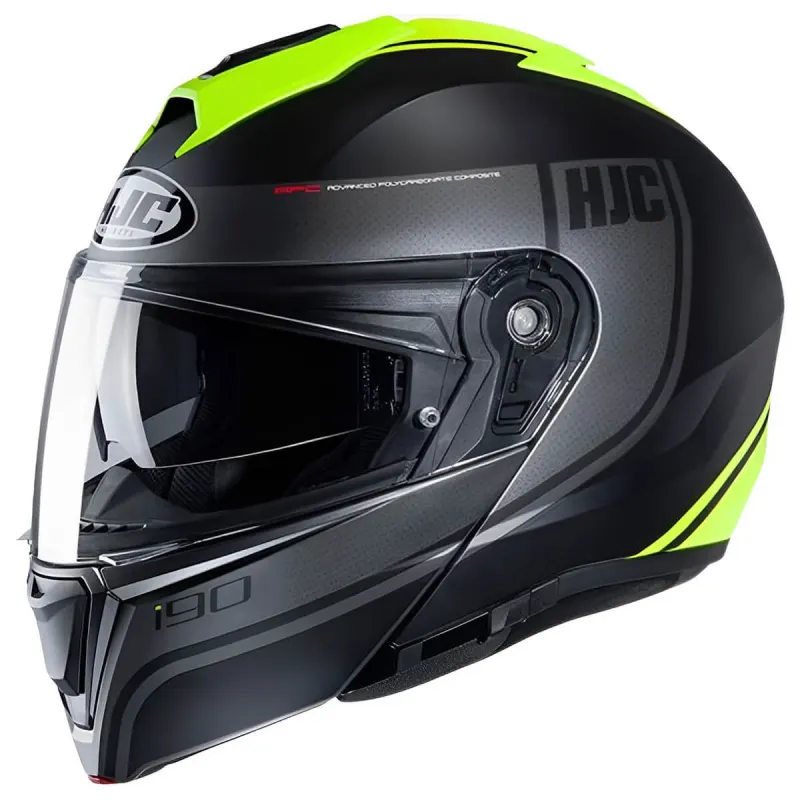 Capacete HJC I90 Davan Preto Verde Fechado - 