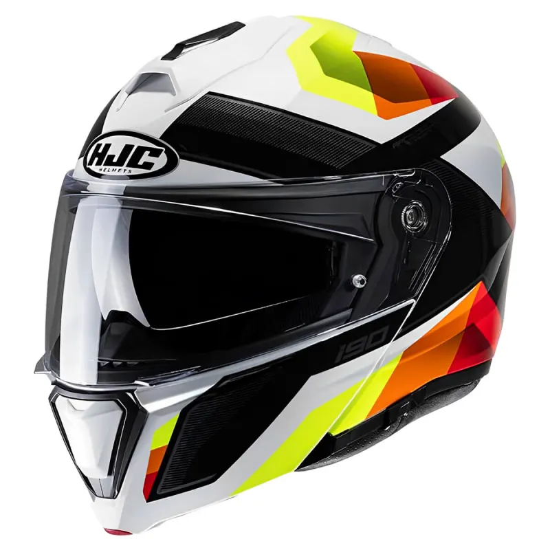 Capacete HJC I90 Lark Amarelo Laranja Branco Preto Articulado/Robocop - Amarelo Laranja Branco Preto