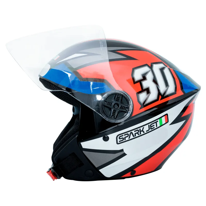 Capacete EBF Spark Jet 30 Preto Branco Aberto - 