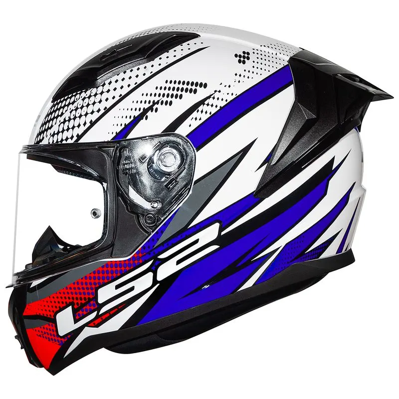 Capacete LS2 FF810 Vigo Flight Fechado - Branco Azul Vermelho