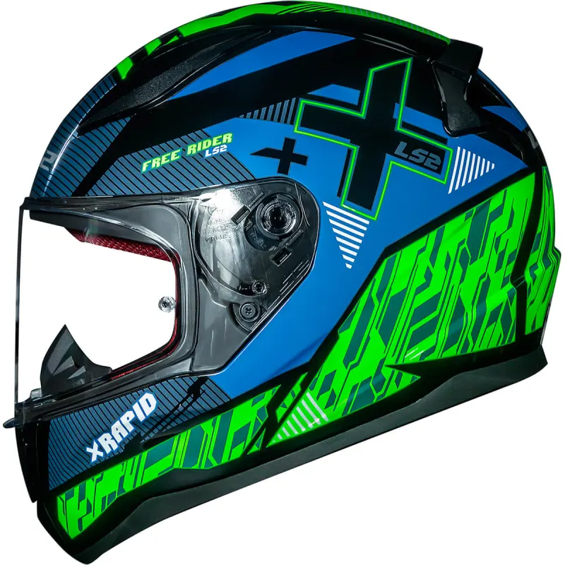 Capacete LS2 FF353 Rapid Xtreet Preto Verde Fechado - Preto/Verde