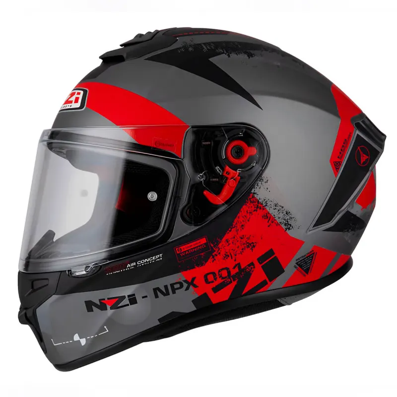 Capacete NZI Capacete Fechado NZI Trendy Canadian Cinza Antracite Vermelho Fechado - 