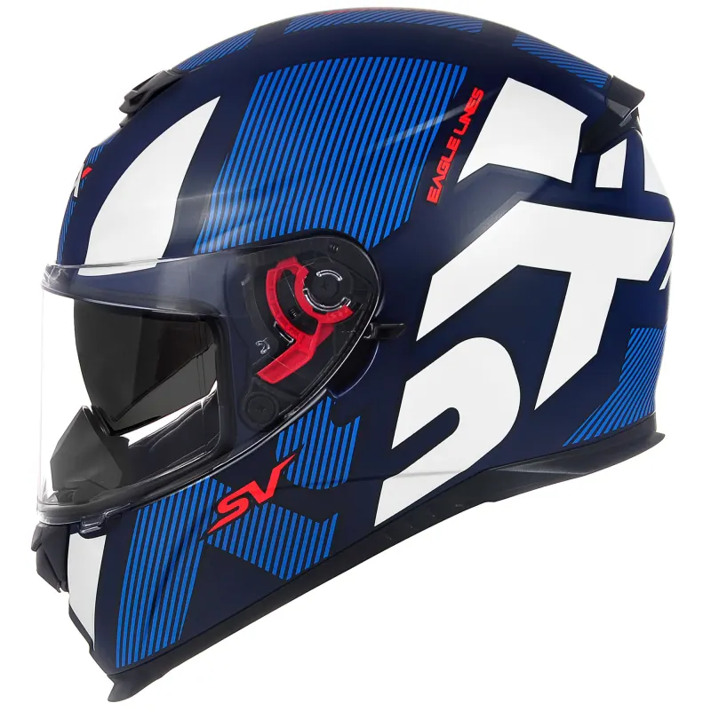 Capacete ASX Eagle SV Lines Fosco Azul Branco Fechado - 