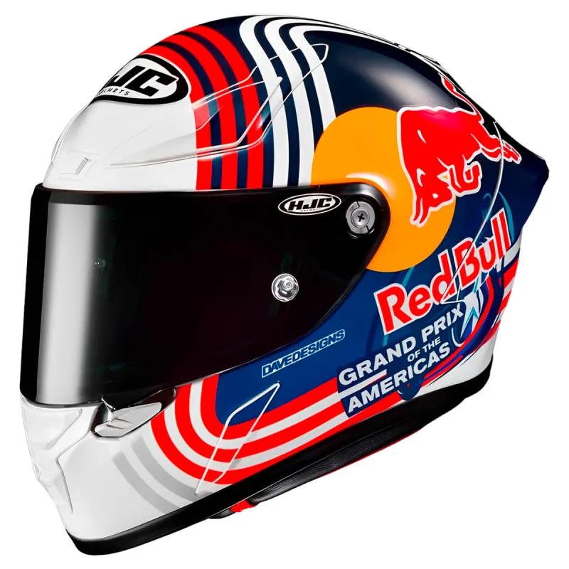Capacete HJC RPHA 1 Red Bull Branco Vermelho Fechado - 