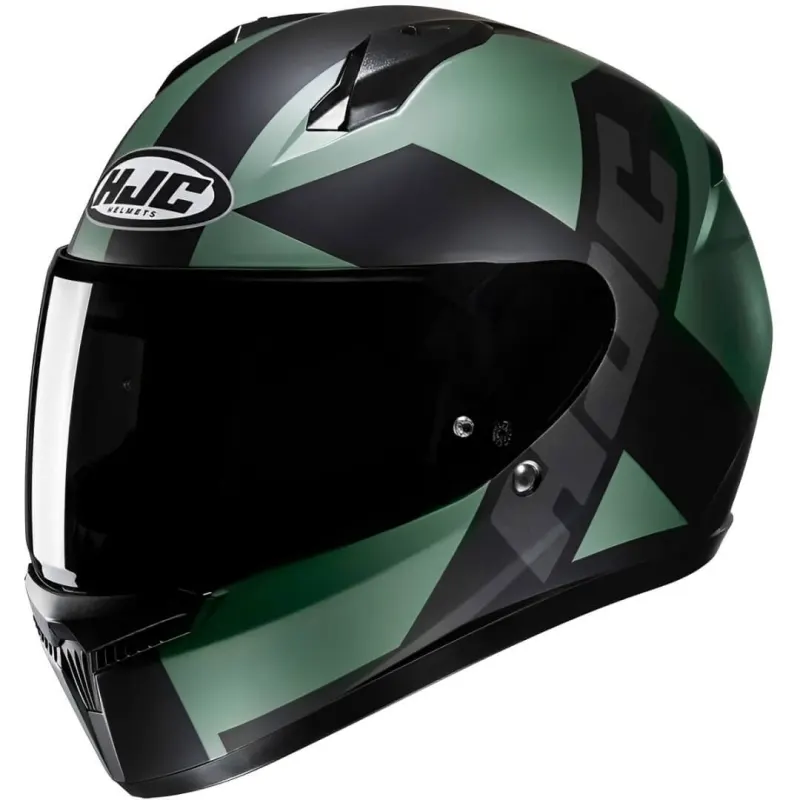 Capacete HJC C10 Tez Verde Preto Fechado - Verde Preto