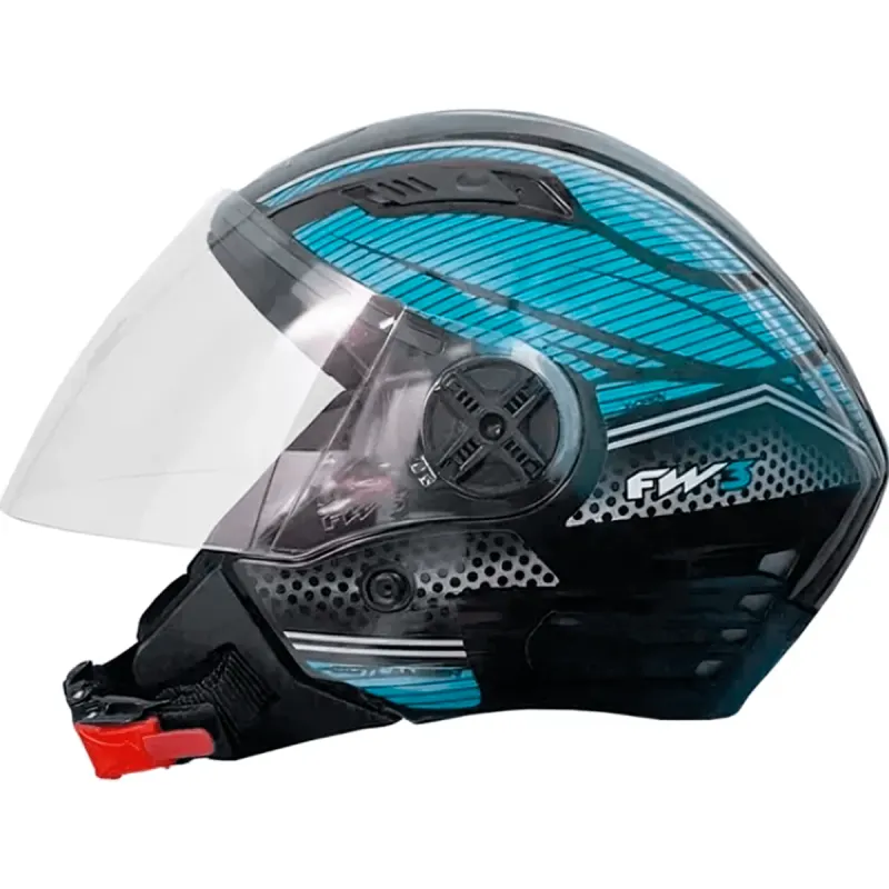 Capacete FW3 X Open Preto Azul Aberto - 