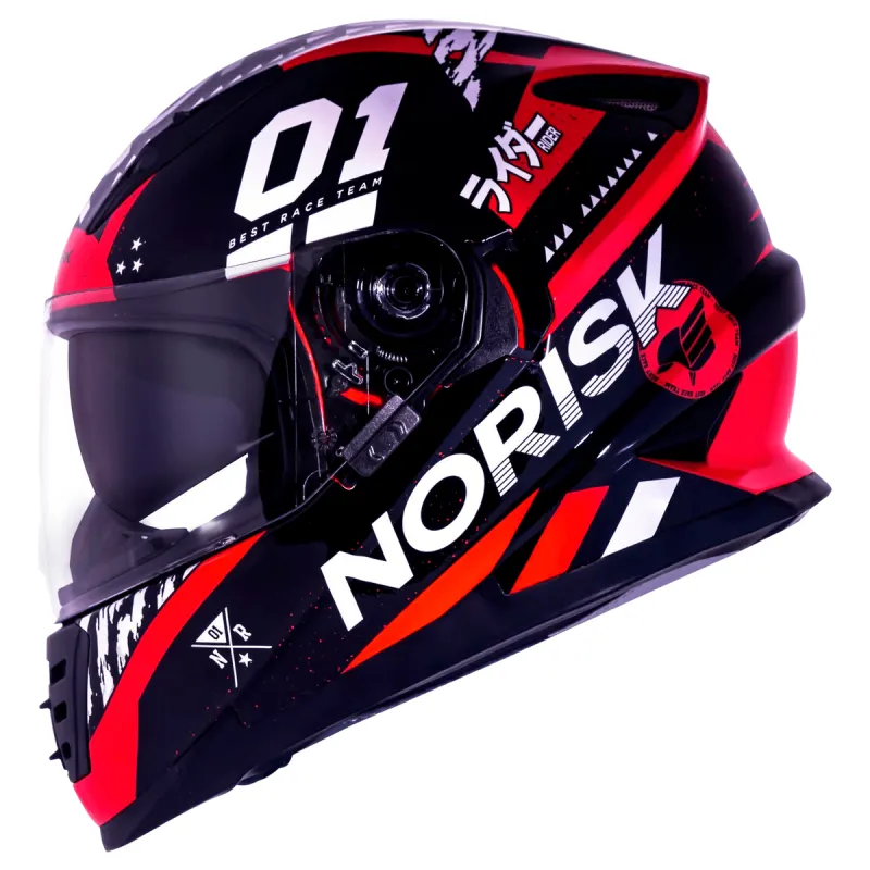 Capacete Norisk FF302 Soul Tokyo Preto Vermelho Branco Fechado - Preto Vermelho Branco
