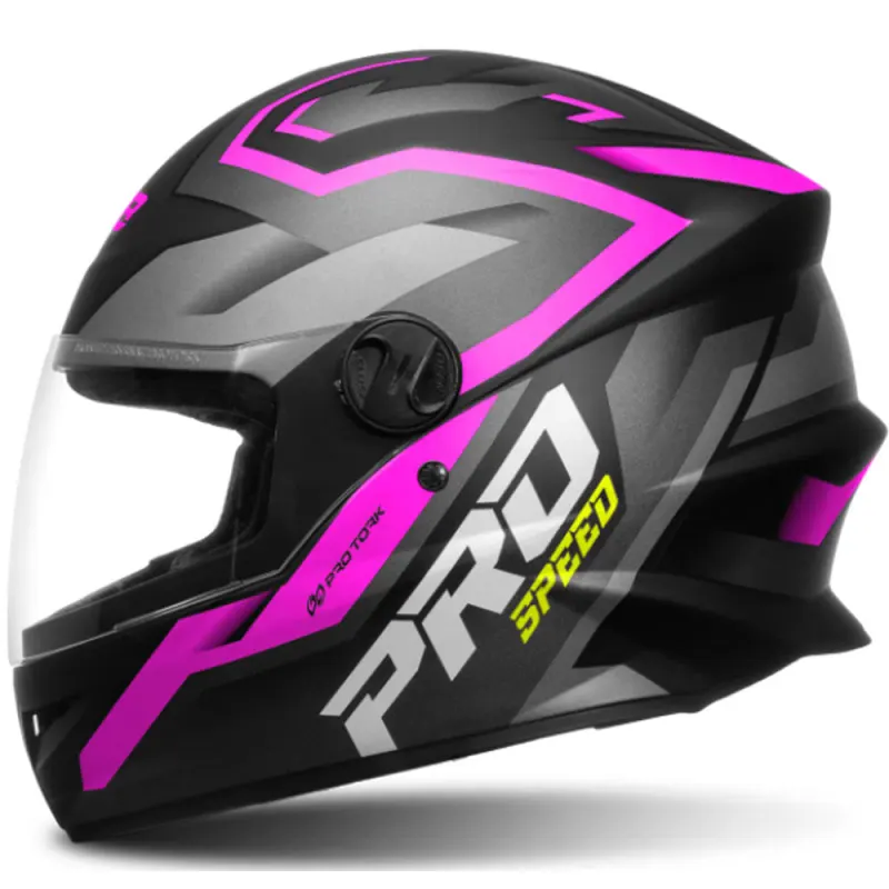 Capacete Pro Tork R8 Pro Speed Fosco Preto Rosa Fechado - 