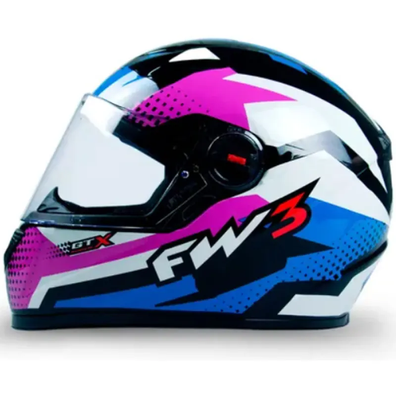 Capacete FW3 GTN Super Lilas Azul Branco Fechado - 