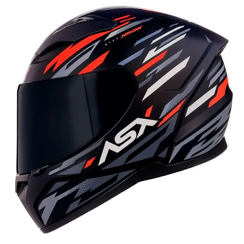 Capacete ASX City Arrow Preto Grafite Vermelho Fechado - Preto Grafite Vermelho