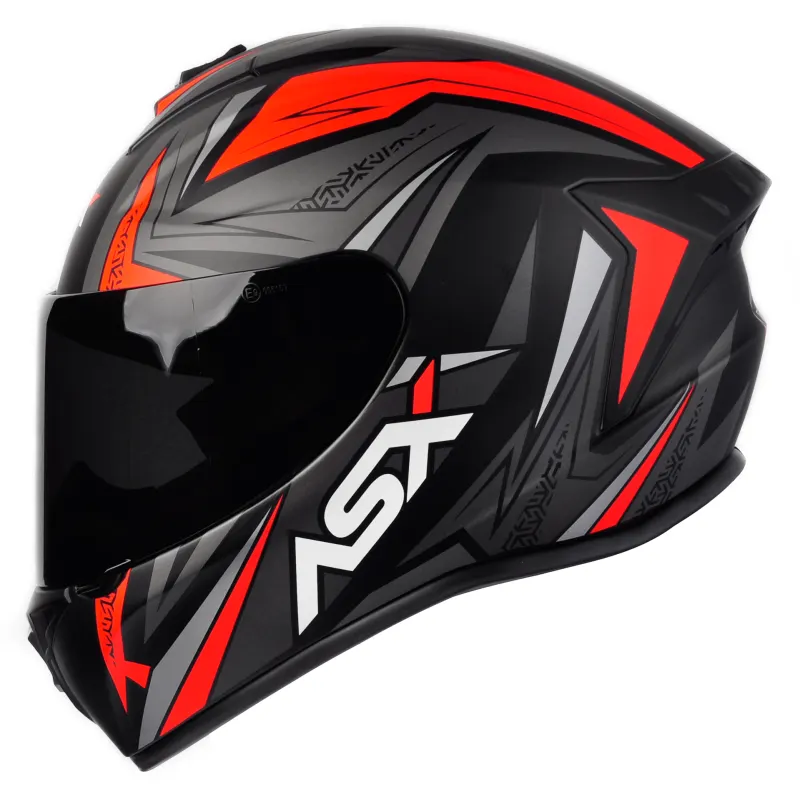 Capacete ASX Draken Vector Fosco Preto Cinza Vermelho Fechado - 