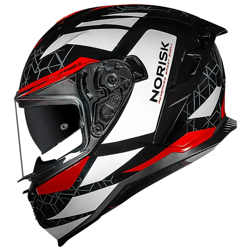 Capacete Norisk Strada 2 Evoque Preto Branco Vermelho Fechado - Preto Branco Vermelho