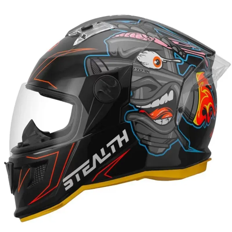Capacete Pro Tork Stealth Carburetor Preto Laranja Fechado - 