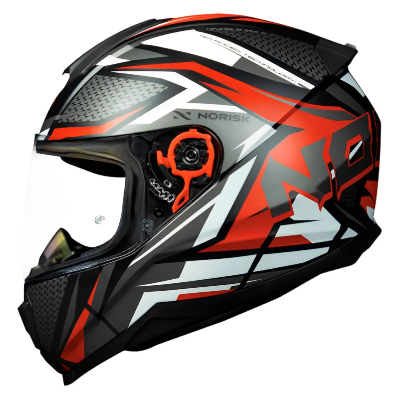 Capacete Norisk Razor Sharp Preto Vermelho Fechado - Preto Vermelho