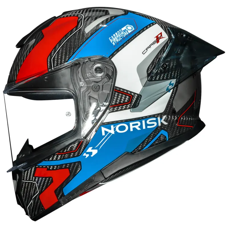 Capacete Norisk Carbon R Rider Azul Branco Fechado - Azul Branco