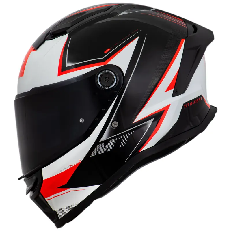Capacete MT Stinger 2 SR B5 Branco Vermelho Fechado - 