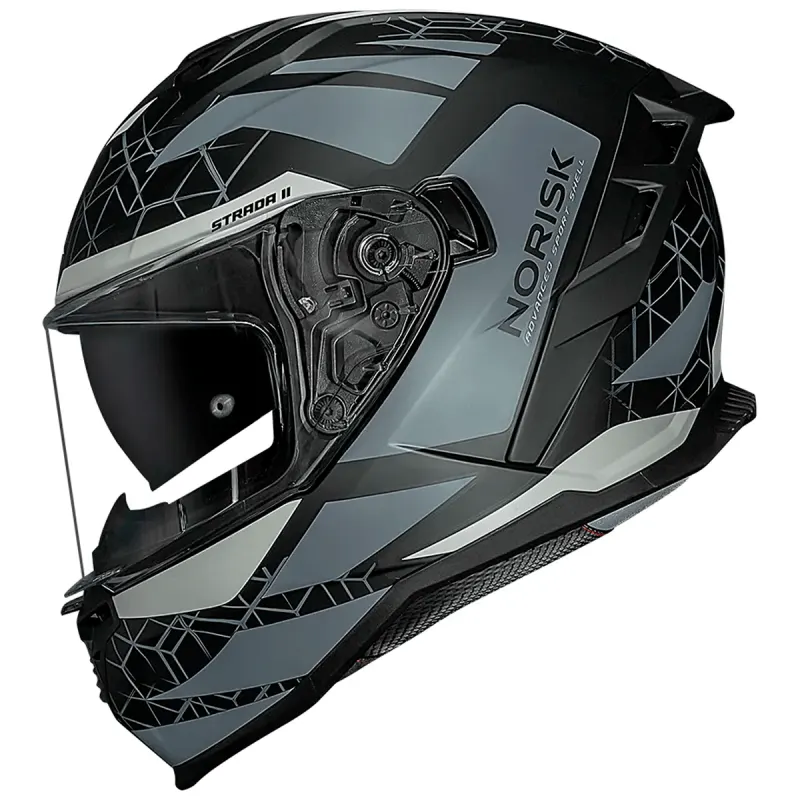 Capacete Norisk Strada 2 Evoque Preto Cinza Fosco Fechado - Preto Cinza Fosco