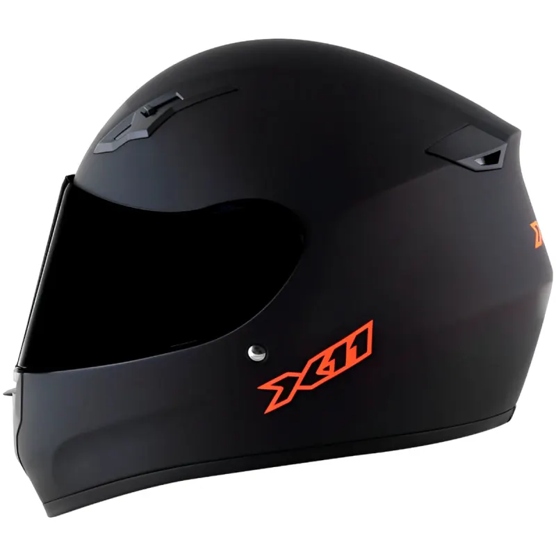 Capacete X11 Trust Pro Shadow HVZ Preto Laranja Fosco Fechado - 