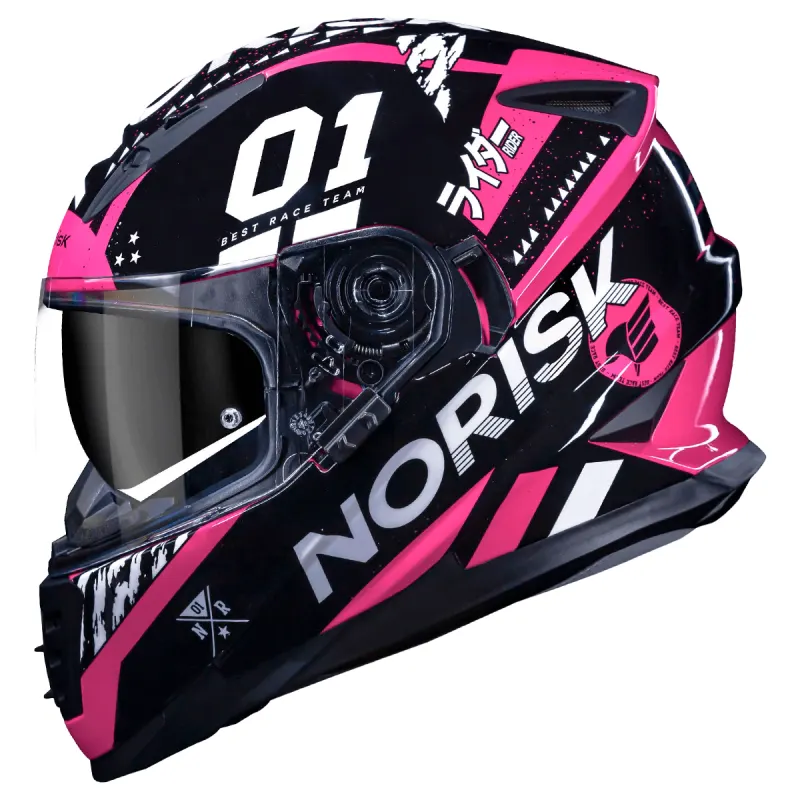 Capacete Norisk FF302 Soul Tokyo Preto Rosa Fechado - Preto Rosa