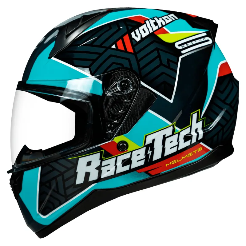 Capacete Race Tech Capacete Fechado Race Tech Sector Voltkon Preto Verde Fechado - Preto Verde