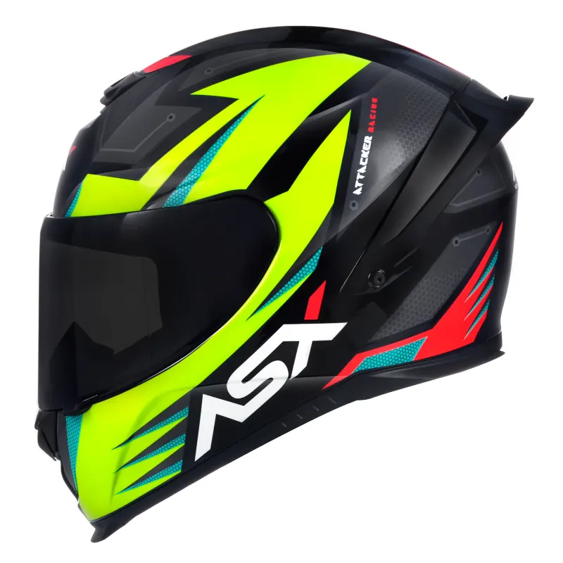 Capacete ASX Eagle Racing Attacker Preto Grafite Amarelo Fechado - 
