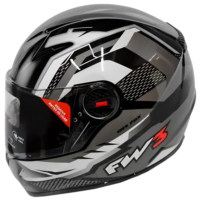 Capacete FW3 GTX Fox Grafite Fechado - 