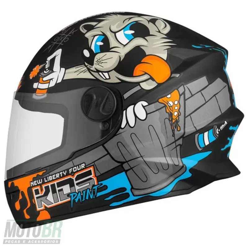 Capacete Pro Tork Infantil Four Paint Fosco Preto Fechado - 