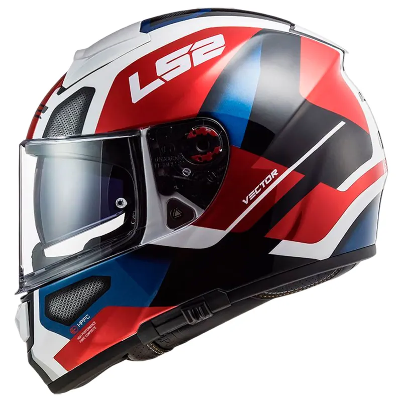 Capacete LS2 FF397 Vector Automat Branco Vermelho Fechado - Branco