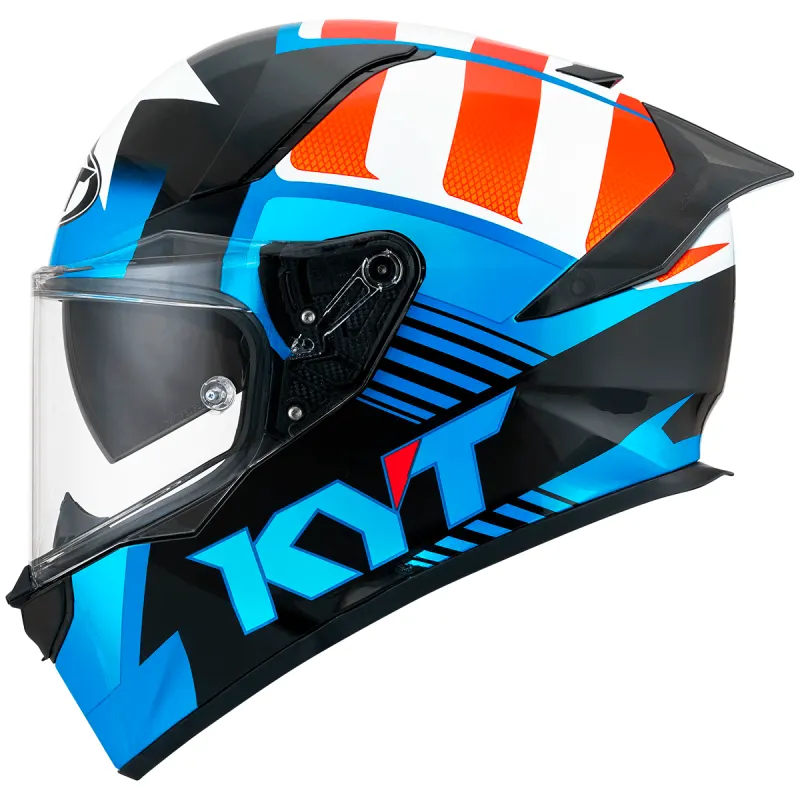 Capacete KYT R2R Straight Azul Branco Laranja Fechado - Azul Branco Laranja