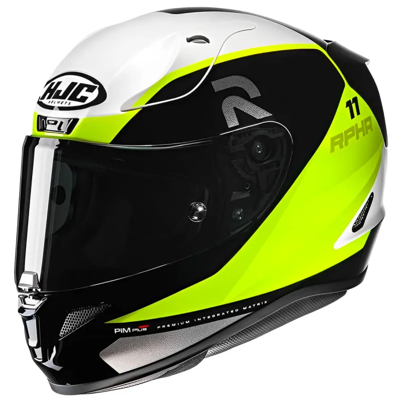 Capacete HJC RPHA 11 Texen Preto Verde Branco Fechado - 