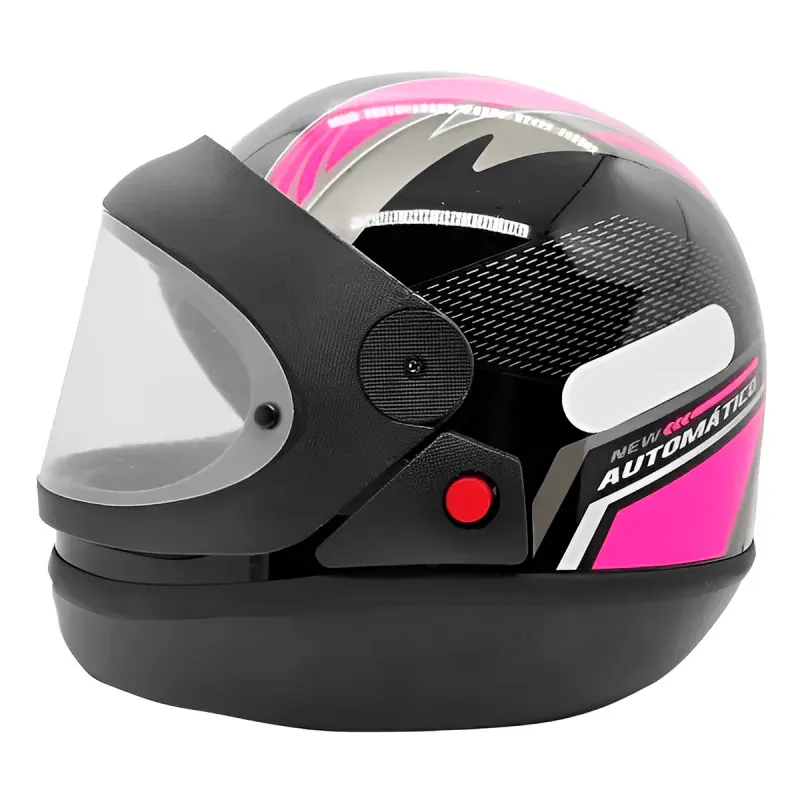 Capacete EBF Automatico Bolt Preto Rosa Fechado - 