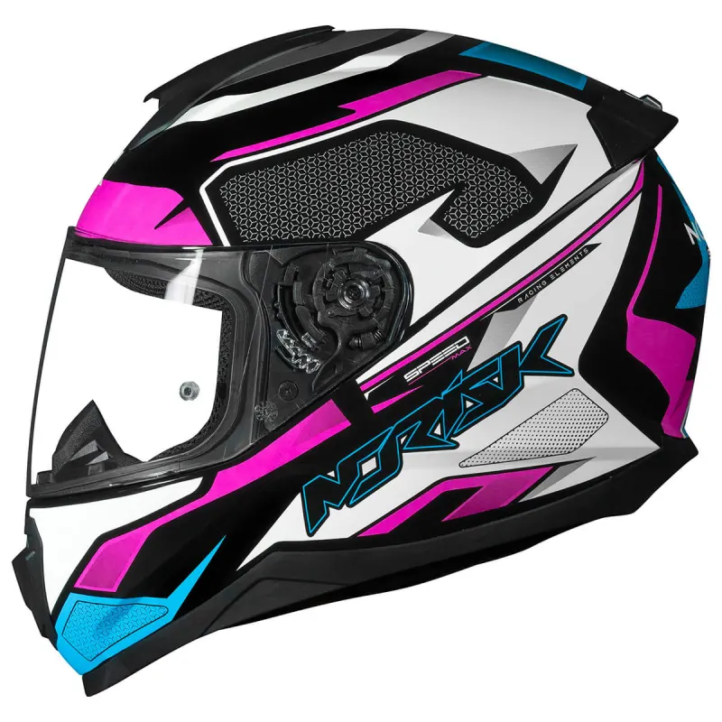 Capacete Norisk Capacete Original Fechado Norisk Razor Speedmax Preto Branco Rosa Fechado - Preto Branco Rosa