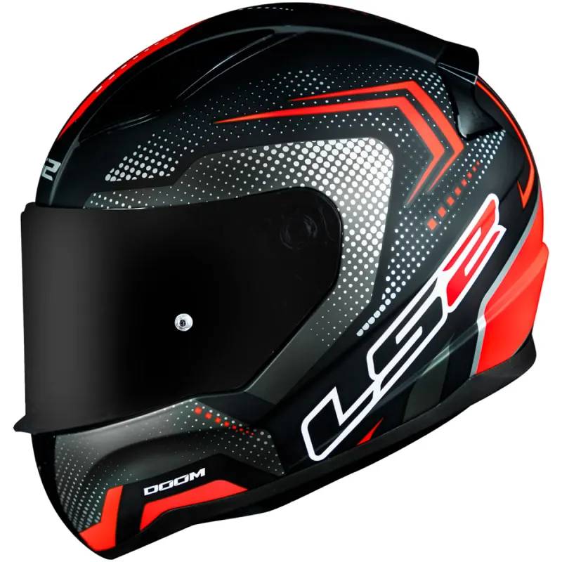 Capacete LS2 FF353 Rapid Doom Fosco Preto Vermelho Fechado - Preto/Vermelho