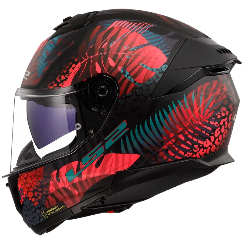 Capacete LS2 FF808 Stream 2 Jungle Fosco Preto Rosa Azul Fechado - Preto/Azul