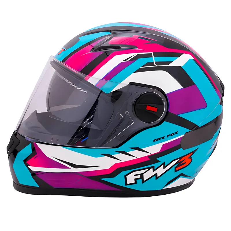 Capacete FW3 GTX Super Azul Tiffany Rosa Branco Fechado - 
