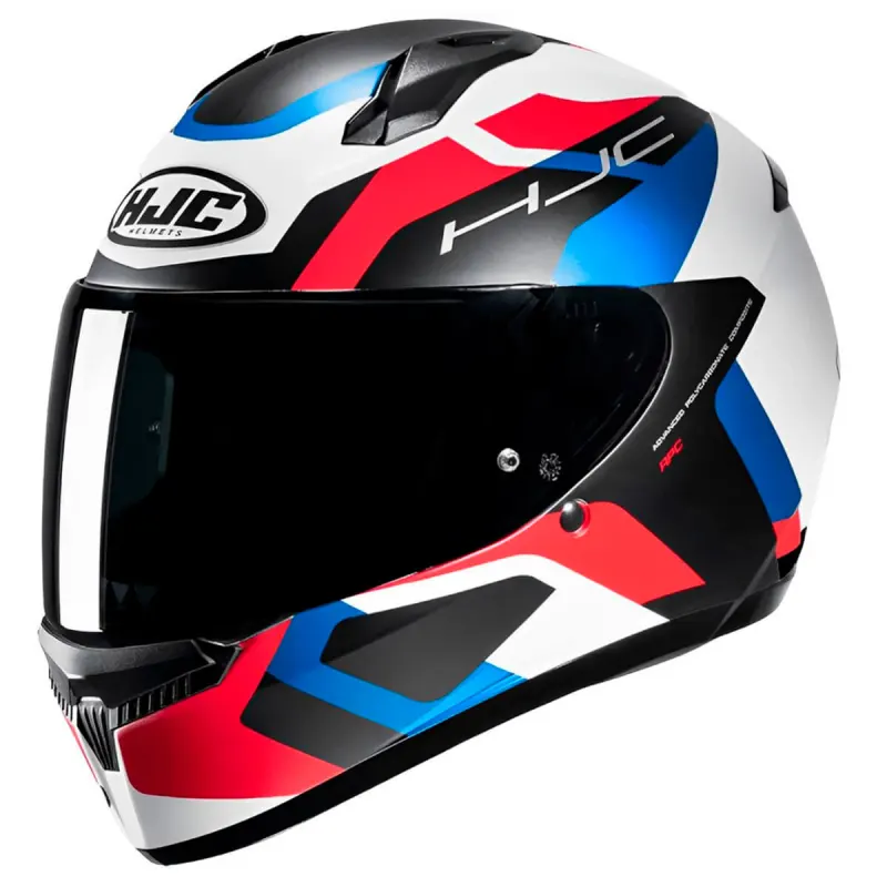 Capacete HJC C10 Tins Branco Vermelho Preto Azul Fechado - Branco Vermelho Preto Azul