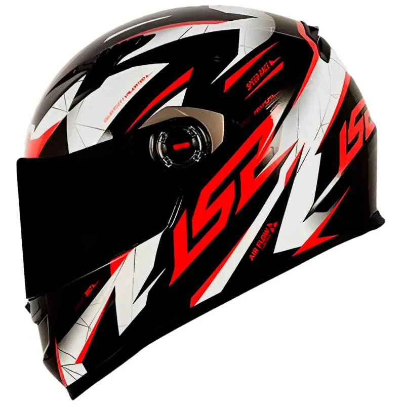 Capacete LS2 FF358 Draze Preto Branco Vermelho Fechado - Preto/Vermelho/Branco