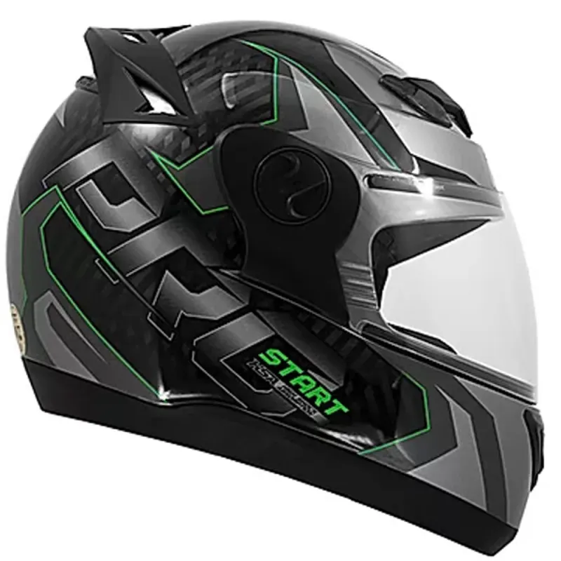 Capacete Pro Tork Capacete Tork 788 G7 Start Preto Verde Fechado - 