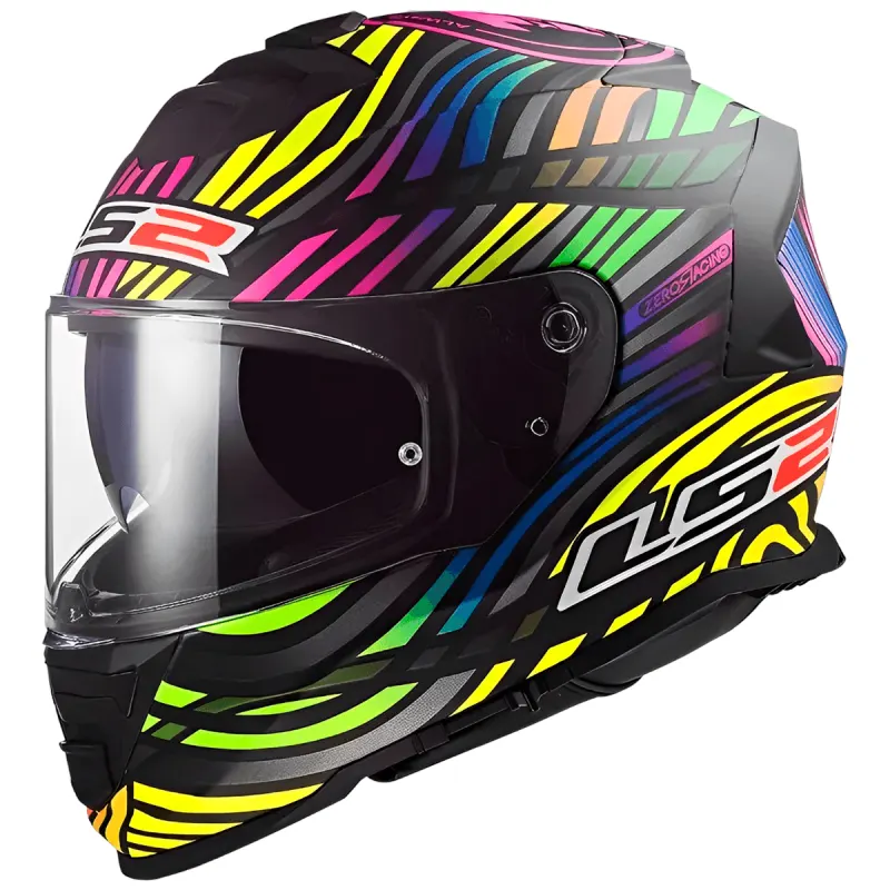Capacete LS2 FF800 Storm Power Rainbow Preto Fosco Fechado - Preto Fosco