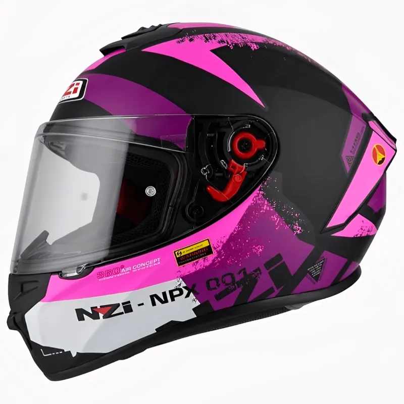 Capacete NZI Trendy 3 Stream Canadian Roxo Preto Fechado - 