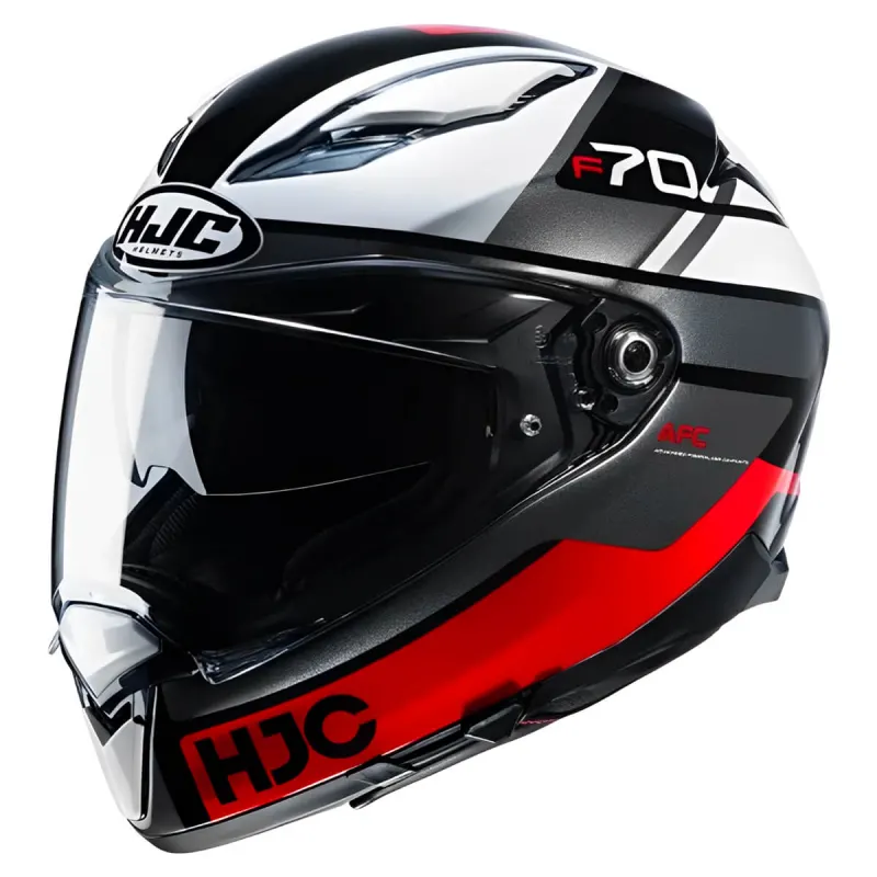 Capacete HJC F70 Tino Preto Branco Vermelho Fechado - 